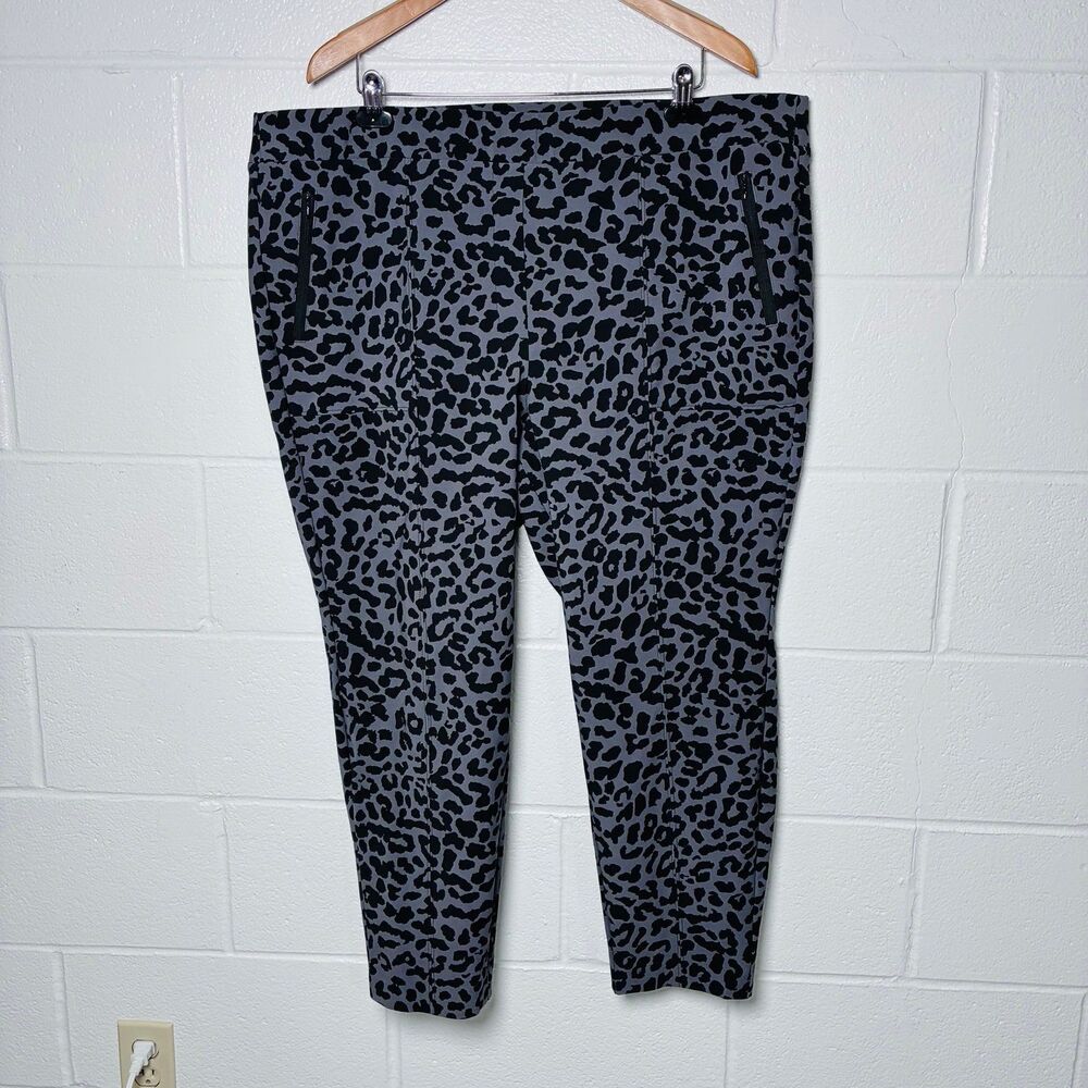 Lane Bryant grey cheetah print zip pocket pants